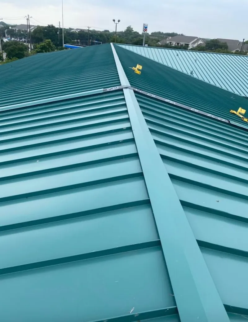 Green commercial metal roof ridge and valley for Metal Roof Repair in Passaic